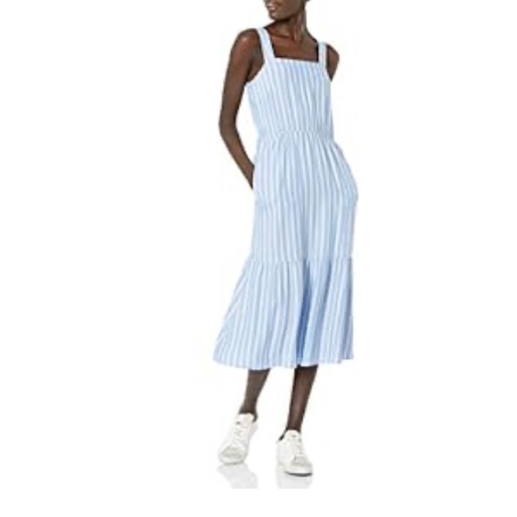 Amazon Essentials Women's Fluid Twill Tiered Fit and Flare Dress - Picture 1 of 4